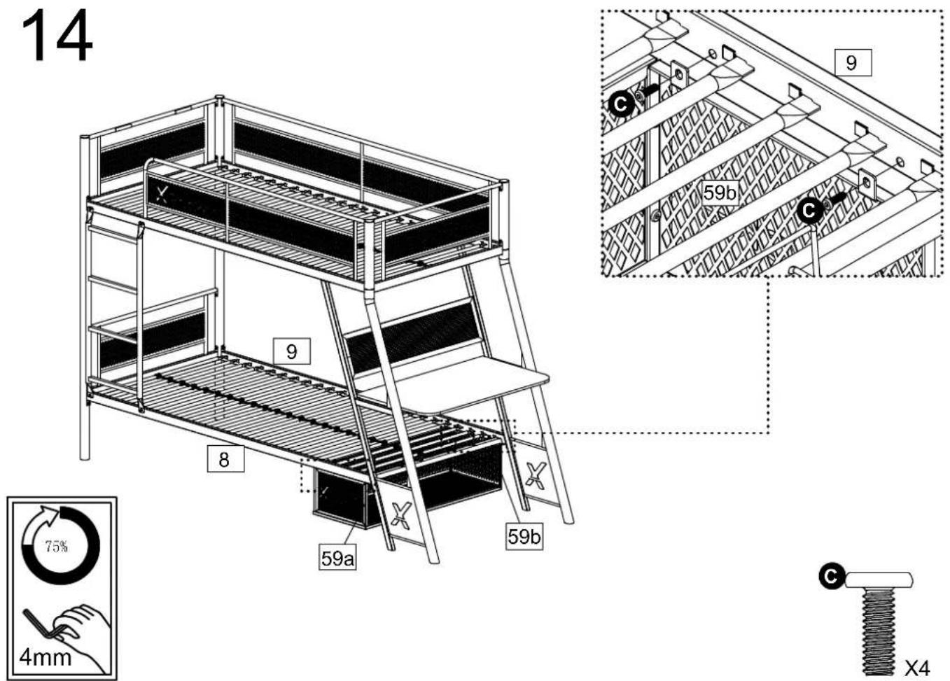 X Rocker Armada-Over-Twin Bunk Bed with - Fittings (T00012300B00) - 31