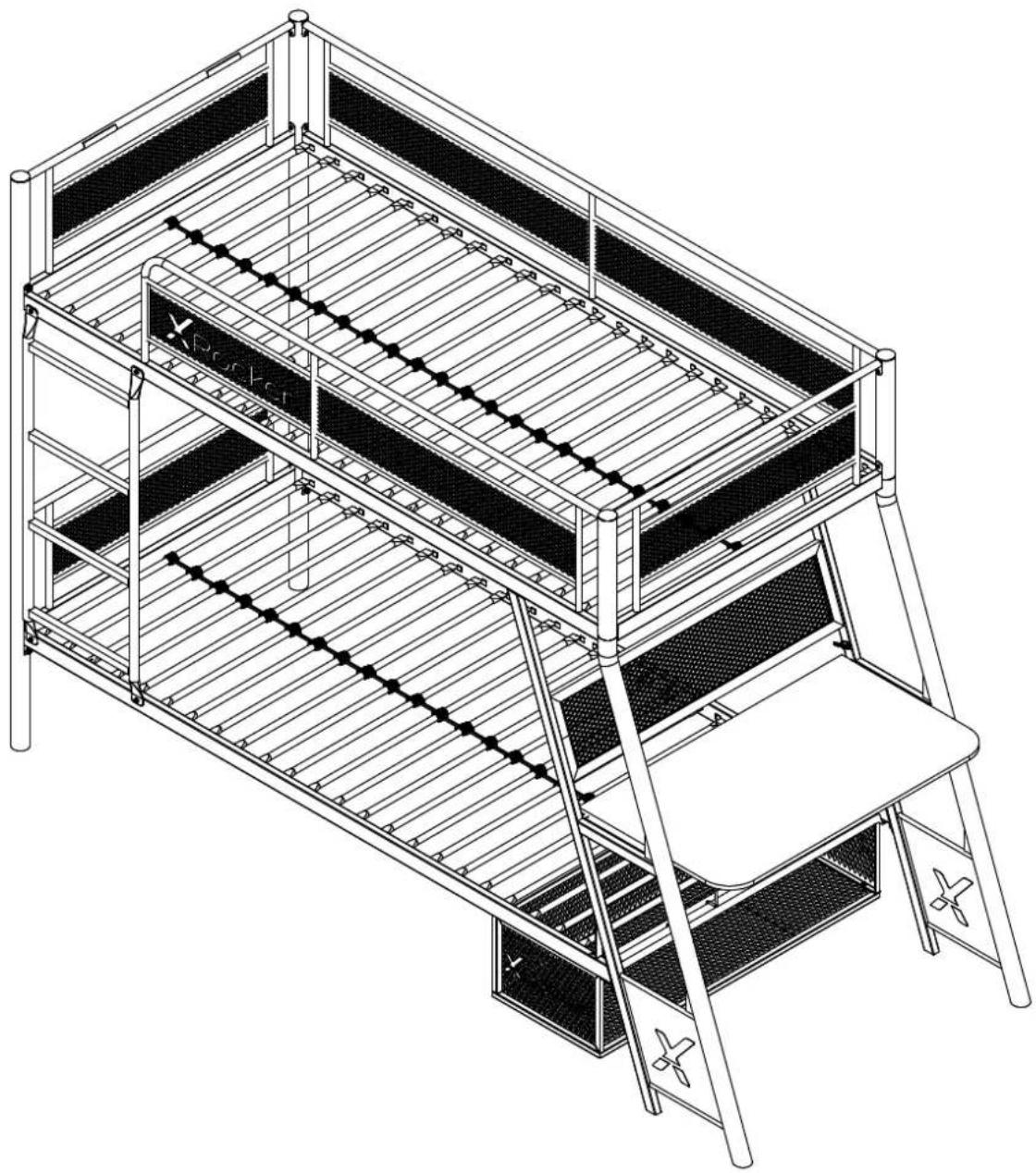 X Rocker Armada-Over-Twin Bunk Bed with - 17 - 1
