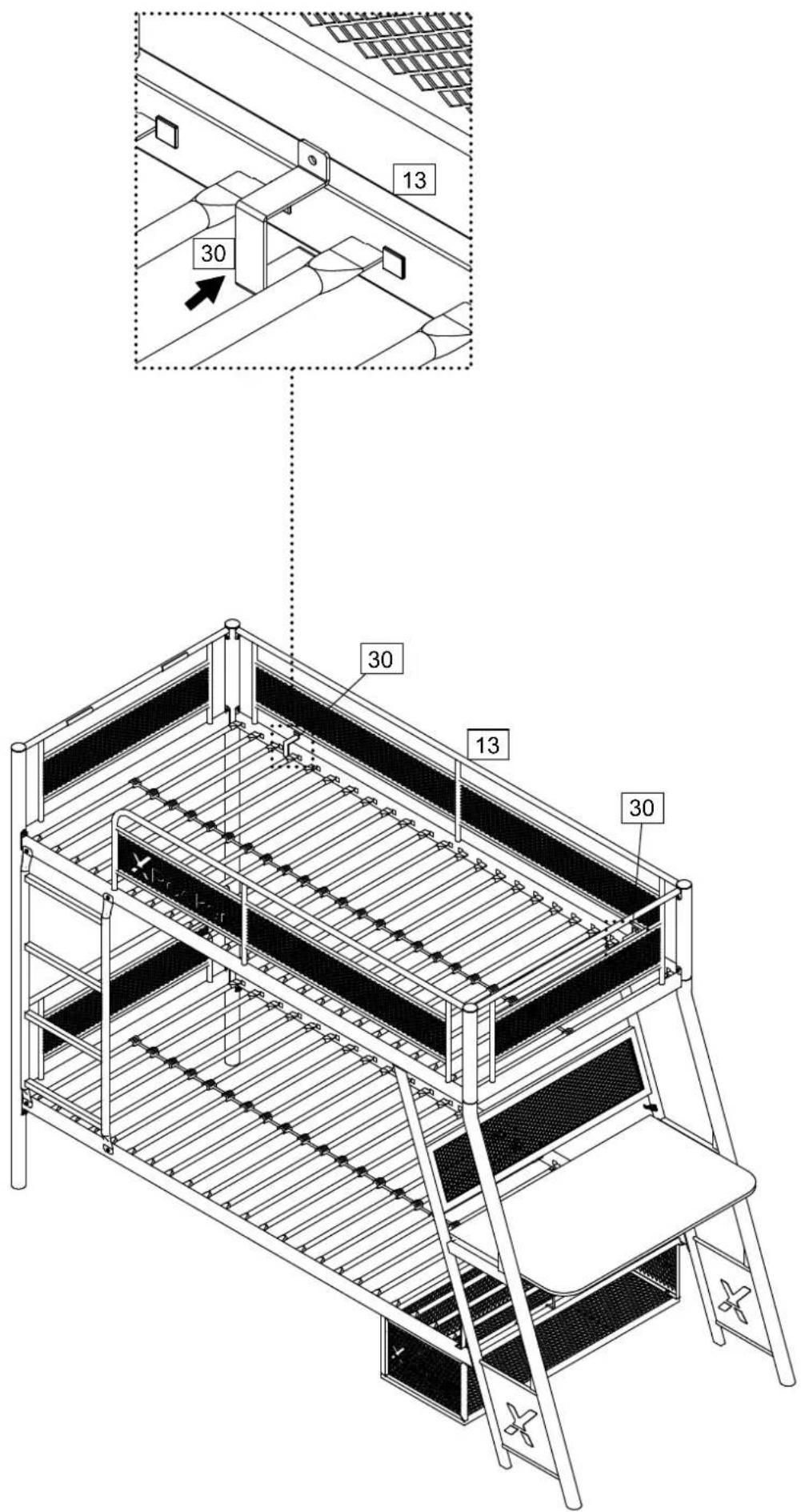 X Rocker Armada-Over-Twin Bunk Bed with - 17 - 3