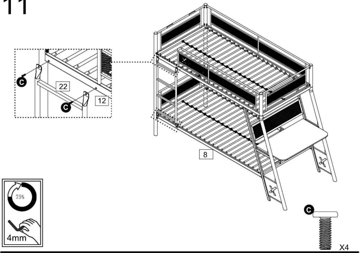 X Rocker Armada-Over-Twin Bunk Bed with - Fittings (T00012300B00) - 28
