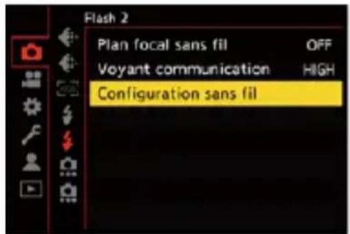Flash 2 Plan focal sans fil OFF Voyant communication HIGH Configuration sans fil