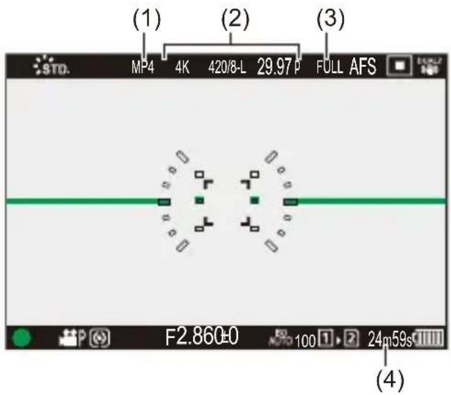 (1) MP4 4K 420/8-L 29.97 P FULL AFS (2) (3) F2.860-0 AUTO 100 24m59s (4)