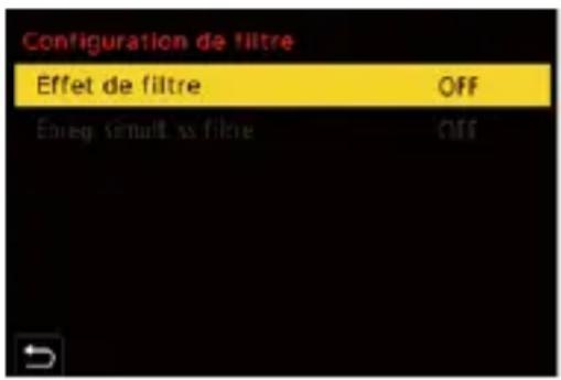 Configuration de filtre Effet de filtre OFF Enreg simult. ss filtre OFF