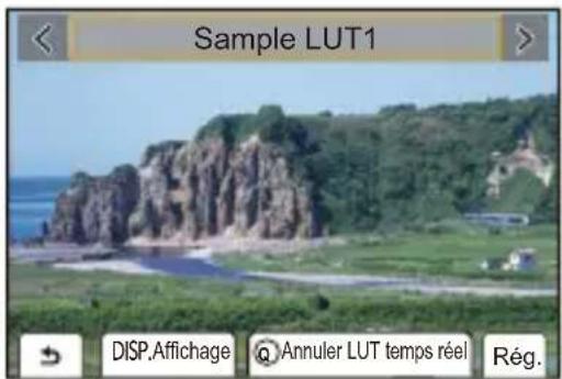 Sample LUT1 DISP.Affichage Annuler LUT temps réel Rég.