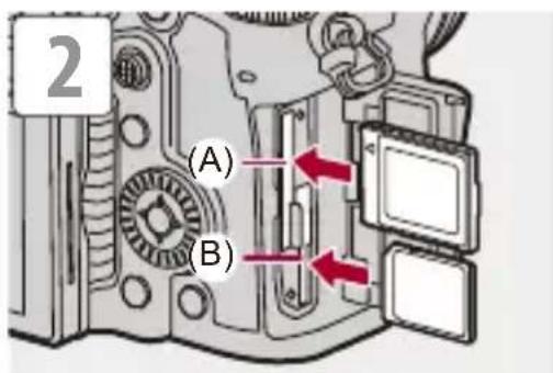 PANASONIC Lumix DC-GH7 - Insertion des cartes (en option) - 3