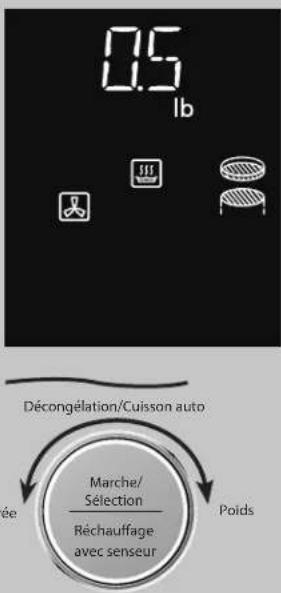 0.5 lb Décongération/Cuisson auto Marche/ Sélection Réchauffage avec senseur Poids