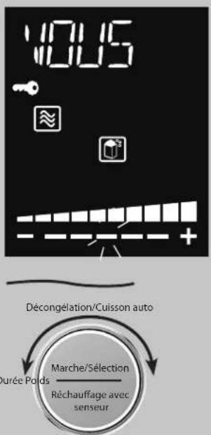 1045 Décongération/Cuisson auto Marche/Sélection Réchauffage avec senseur