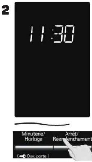 2 11:30 Minuterie/ Horloge Arrêt/ Réendenchement (← Ouv. porte)