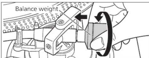 TECHNICS SL-1200M7B - Attach the balance weight to the rear of the tone arm. - 1