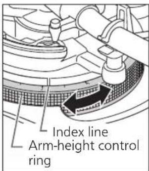 TECHNICS SL-1200M7B - Adjust the height with the arm-height control ring. - 2
