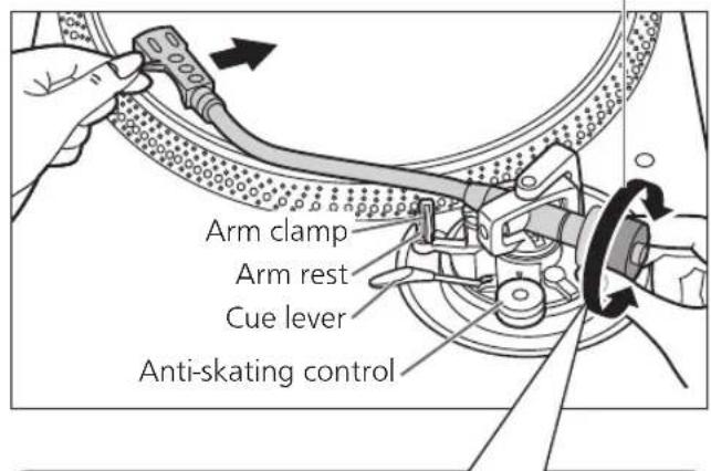 TECHNICS SL-1200M7B - Free the tone arm from the arm rest and adjust horizontal balance by turning the balance weight. - 2