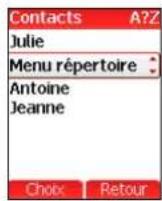 SAGEM myV-65 - Menu Répertoire - 2