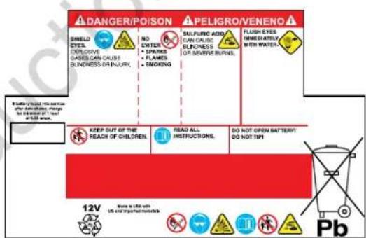 MURRAY MRD210 - Étiquette autocollante de sécurité pour batterie - 2