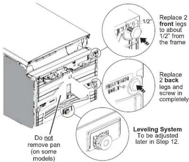 Café CDT875M5NS5 - STEP 3 REMOVE WOOD BASE, INSTALL LEVELING LEGS (CONTINUED) - 1