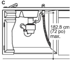 182,8 cm (72 po) max.