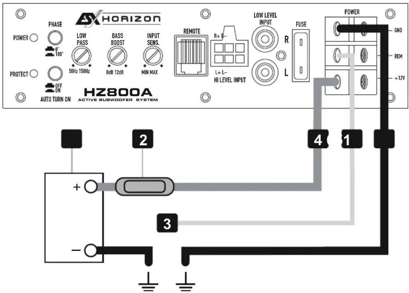 ESX Horizon HZ800A - STROMVERSORGUNG UND EINSCHALTLEITUNG - 1