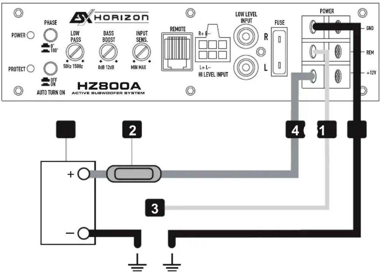 ESX Horizon HZ800A - CONEXIONES DE ALIMENTACION Y ENCENDIDO - 1