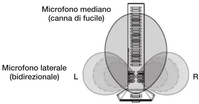Microfono mediano (canna di fucile) Microfono laterale (bidirezionale) L R