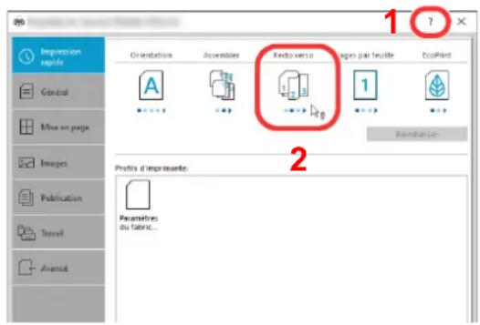 Impression rapière Général Mise en page Images Publication Tervail Avancé Orientation Assemblers Redo verso Pages par feuille EcoPlant 1 ? 2 Profitis d'imprimeite: Paramètres du fabric...