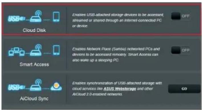 ASUS RT-BE58U - Pour créer un disque de stockage dans le Cloud : - 1