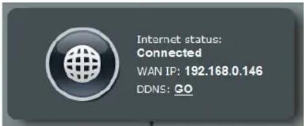 Internet status: Connected WAN IP: 192.168.0.146 DDNS: GO