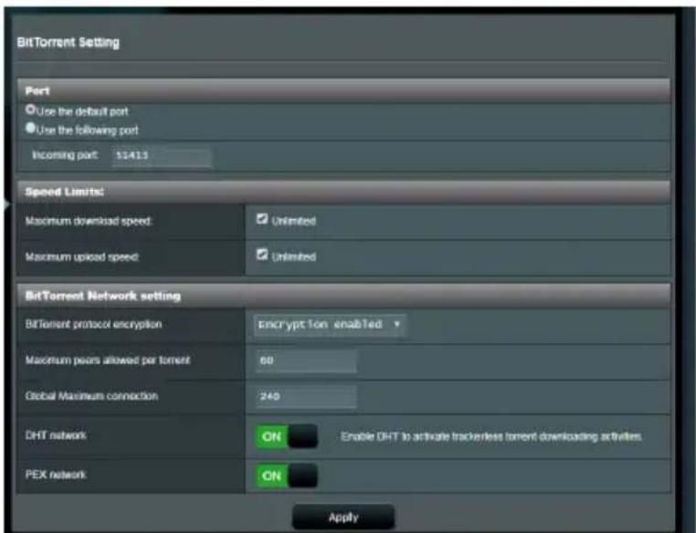 ASUS RT-BE58U - Configurer les paramètres BitTorrent - 1