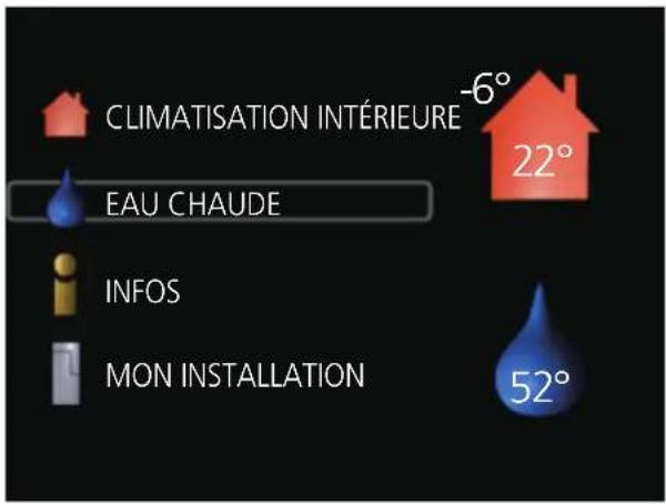 CLIMATISATION INTÉRIEURE -6° 22° EAU CHAUBE INFOS MON INSTALLATION 52°