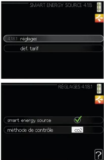 SMART ENERGY SOURCE 4.18 4.18.1 réglages déf. tarif RéGLAGES 4.18.1 smart energy source ✓ méthode de contrôle co2