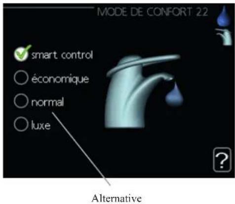 MODE DE CONFORT 22 smart control ○ économique ○ normal ○ luxe Alternative
