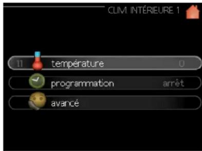 CLIM INTÉRIEURE 1 11 température 0 programmation arrêt avancé