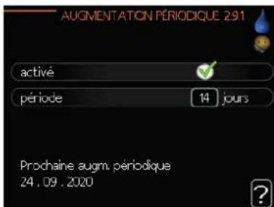 AUGMENTATION PÉRIODIQUE 2.91 activé période 14 jours Prochaine augm. périodique 24.09.2020