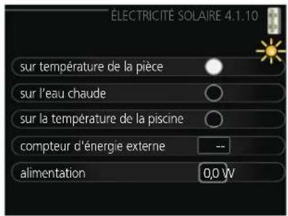 ÉLECTRICITÉ SOLAIRE 4.1.10 sur température de la pièce sur l'eau chaude sur la température de la piscine compteur d'énergie externe alimentation 0,0 W