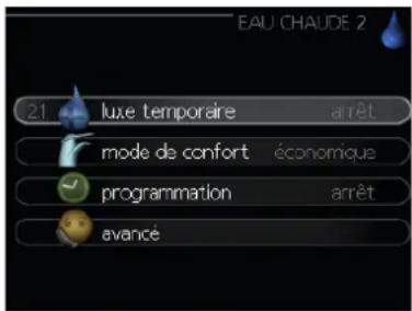 EAU CHAUBE 2 21 luxe temporaire arrêt mode de confort économique programmation arrêt avancé