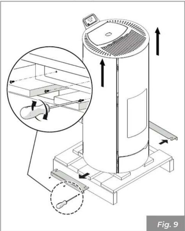 Palazzetti Ecofire Nina 8 air - - Removal of the transport pallet - 1