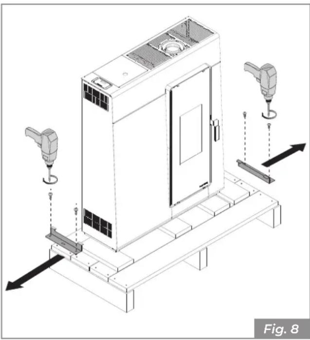 Palazzetti Ecofire Michelle 8 air - - Rimozione dalla paletta di trasporto - 1