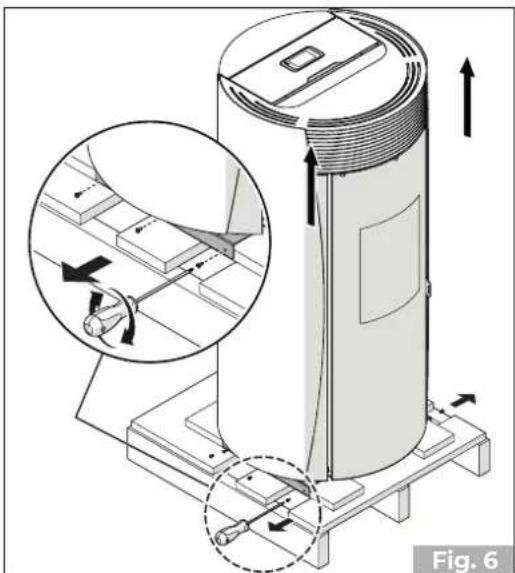 Palazzetti Ecofire Emily 9 US Pro2 - - Entfernen der Transportpalette - 1