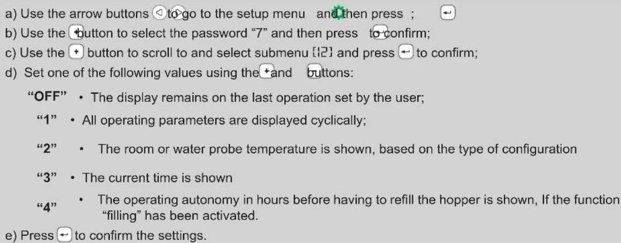 Palazzetti Ecofire Martina Idro Lux 15 water - Setting the display mode - 1