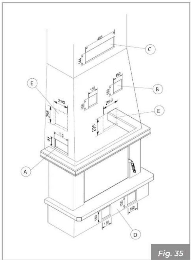 Palazzetti Ecofire for building in A70 air - Realizzazione fori tecnici sul rivestimento - 1