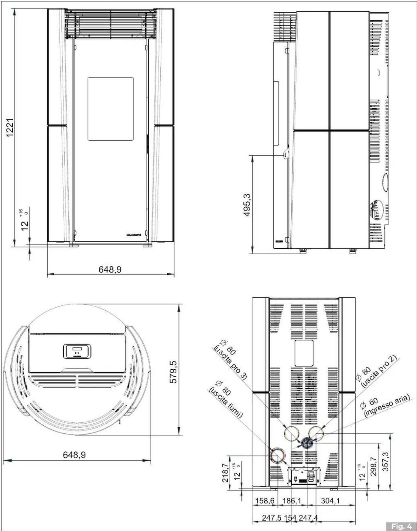 Palazzetti Lilibet 12 kW US - Dimensions - 1