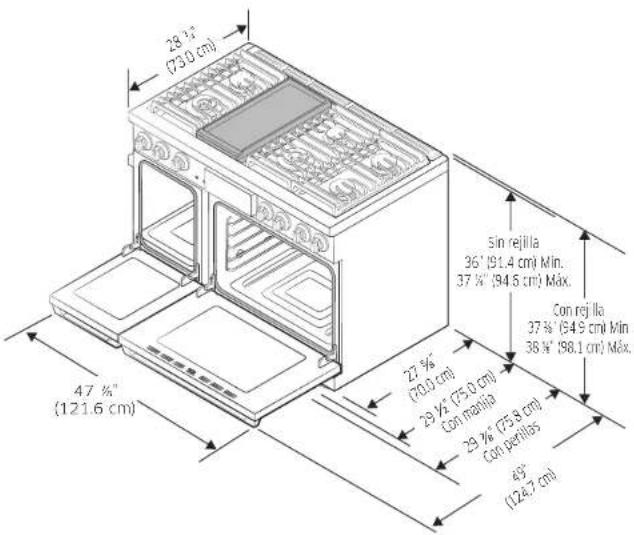 Dacor DOP48T963DS - Especificaciones de la estufa Dual Fuel - 2