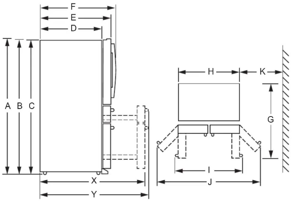 GE PJD23BYWFS - DIMENSIONS PGD, PGE, PJD AND PJE - 1