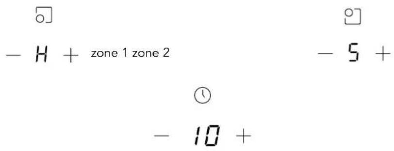 - H + zone 1 zone 2 - 5 + ① - 10 +