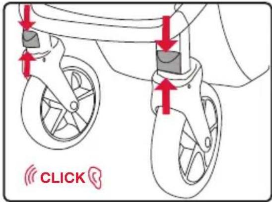 BRITAX B-Clever - Utiliser le verrou pivotante de la roue avant - 1