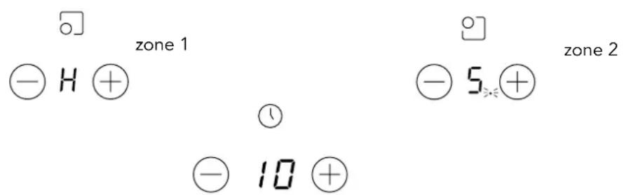 zone 1 - H + zone 2 - 5 - ① - 10 +