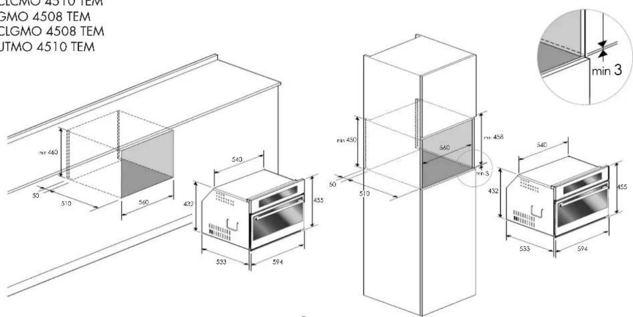 Fulgor Milano FCMO 7510 TEM - CORTE Y DIMENSIONES 60 cm - 1