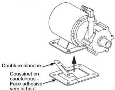 Doublure blanche Coussinet en caoutchouc - Face adhésive vers le haut