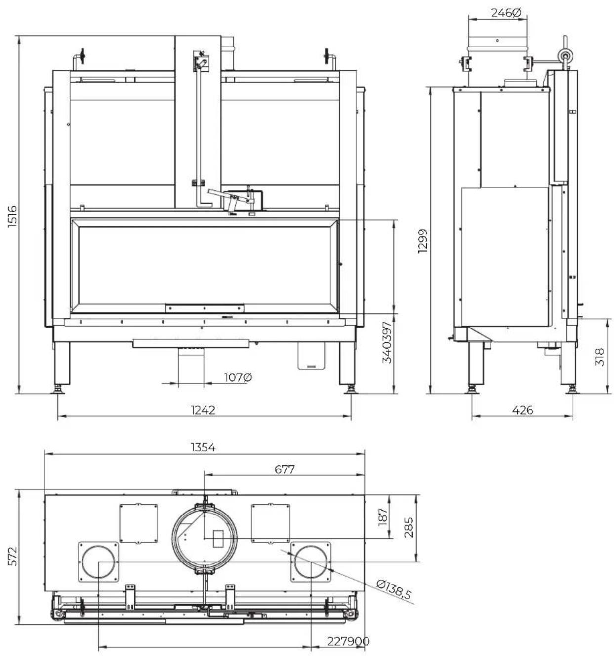 Palazzetti Ecomonoblocco mX 25:9F - Dimensioni - 1