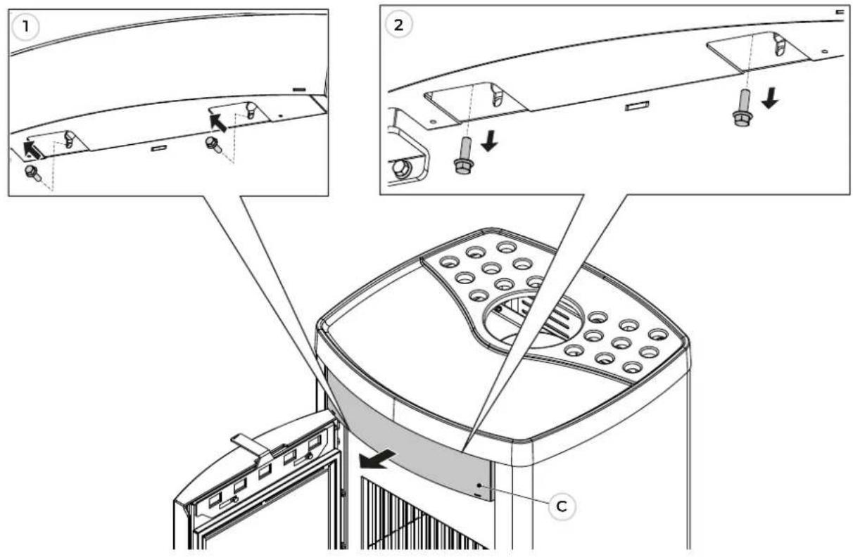 Palazzetti Charlotte 6T - Smontaggio frontalino superiore - 1