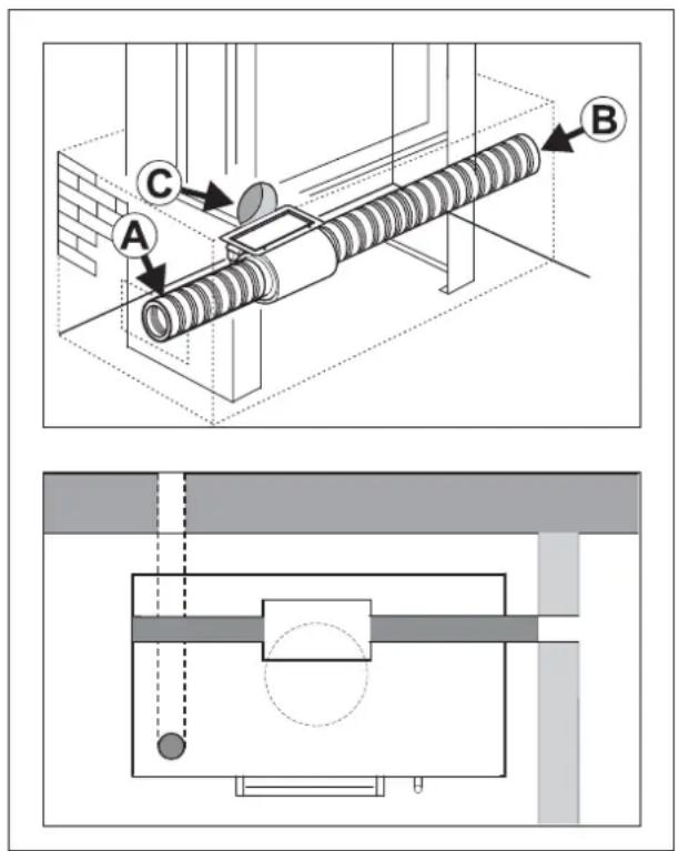 Palazzetti Ecomonoblocco EM16:9 3D - If installation is performed as shown in Figure 5.8b, make sure there is a distance of at least 50 cm between the combustion air intake and the fan intake. - 1