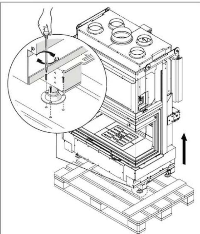 Palazzetti Ecomonoblocco WT 16:9 3D - - Removal from the transport pallet - 2